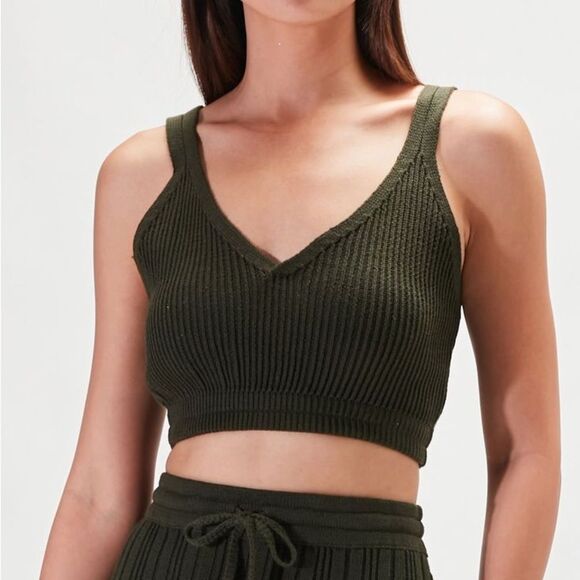 Rue Stiic matching set Mabel bra top Liana midi skirt deep green size large - Picture 2 of 16